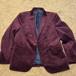 J Ferrar Slim Fit Maroon Velvet Sports Coat size 42R
